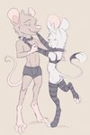 blush bottomwear bulge clothing collar duo hug legwear male pants stockings thigh_highs tight_bottomwear tight_clothing tight_pants tube_socks animancer luck_(animancer) dipodid jerboa mammal murid murine rat rodent hi_res