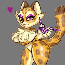 anthro arm_under_breasts bedroom_eyes claws countershading female heart_symbol looking_at_viewer nails narrowed_eyes pawpads purple_claws seductive solo thick_thighs wide_hips glowhorn kirby_(series) kirby_and_the_forgotten_land nintendo clawroline felid leopard mammal pantherine 1:1 hi_res
