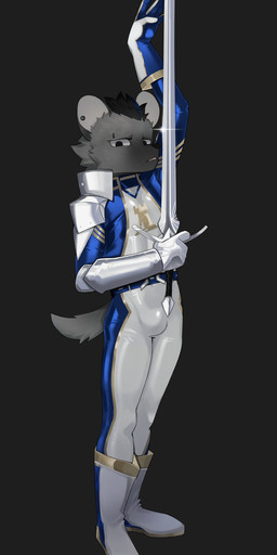 anthro boots clothing ear_piercing eyebrow_piercing facial_piercing footwear fur gloves grey_body grey_fur hair handwear male melee_weapon piercing shoes solo sword tail tight_clothing weapon baiyuxihuang arknights hypergryph studio_montagne spot_(arknights) hyena mammal spotted_hyena 2025 hi_res