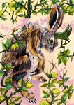 ambiguous_gender antlers feral food fruit goat-soap hi_res horn jackalope lagomorph lemon mammal plant solo traditional_media_(artwork)