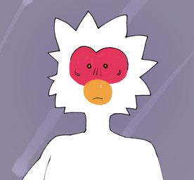 anthro beak bedhead dot_eyes feathers grey_background looking_at_viewer male simple_background simple_eyes solo white_body white_feathers yellow_beak yellow_eyes martindosent martin_(martindosent) accipitriform avian bird secretary_bird 2026 bust_portrait clip_studio_paint_(artwork) digital_drawing_(artwork) digital_media_(artwork) flat_colors portrait