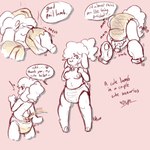 anthro arms_bent bell bell_collar big_nipples blush blush_lines bodily_fluids bondage_gear bondage_gloves breasts butt clothing clothing_pull cloven_hooves collar dialogue diaper diaper_hood diaper_in_face diaper_pull diaper_sniffing disembodied_hand duo female floppy_ears fur genital_fluids golden_shower hair hand_on_breast handwear heart_symbol hooves looking_back looking_pleasured mostly_offscreen_character nipples peeing peeing_on_another pink_background porta_puppy praise punishment sharing_diaper short_tail simple_background sniffing solo_focus speech_bubble stink_fumes tail text tied_hair unclean_diaper urine urine_stream used_diaper watersports wet_diaper wetting wetting_diaper wool_(fur) lynhug_bb june_(jintally) bovid caprine mammal sheep 1:1 2020 archived_source english_text sketch_page