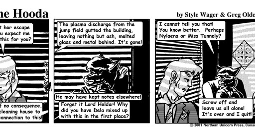 angry anthro blinds clothed clothed_male clothing dialogue duo fur hair male necktie text style_wager dela_the_hooda fred_(dela_the_hooda) canid canine fox hooda human mammal 2001 comic english_text greyscale monochrome