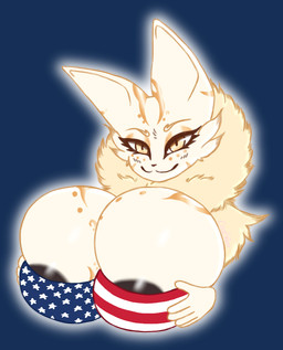 american_flag areola areola_slip arm_tuft big_areola big_breasts bikini black_nipples breast_markings breasts cheek_tuft cleavage clothed clothing ear_markings eyelashes facial_markings facial_tuft female flag_bikini flag_swimwear fluffy fur fur_collar glowing gold_eyeshadow golden_markings head_markings huge_breasts light long_eyelashes looking_at_viewer markings neck_tuft nipples shoulder_tuft simple_background smile smirk solo swimwear tan_body tan_fur transparent_background tuft two-piece_swimsuit united_states_of_america wardrobe_malfunction yellow_eyes cereshinu kuzunoha_(cereshinu) animal_humanoid canid canid_humanoid canine canine_humanoid fox fox_humanoid fox_spirit humanoid mammal mammal_humanoid alpha_channel signature