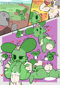 5_fingers anal anal_penetration anthro anthro_penetrated armor bodily_fluids body_hair cactus chest_hair clitoral_hood clothing countershading cum cum_from_vagina cum_in_vagina cum_inside drinking drooling duo emanata female female_penetrated fingers fleshlight_position flower full_nelson gameplay_mechanics genital_fluids genitals grass green_body green_tongue hand_on_head heart_symbol human_on_anthro human_penetrating human_penetrating_anthro impregnation impregnation_count interspecies large_penetration leg_grab looking_pleasured lying male male/female male_penetrating male_penetrating_female motion_lines multiple_ova muscular muscular_male narrowed_eyes nipples nude nude_anthro nude_female on_front outside_sex ovum penetration penile penile_penetration penis_in_ass pink_flower plant potion saliva sex size_difference sperm_cell text thigh_grab tongue tongue_out torn_clothing vulva defunctumbra cactus_creature elemental_creature flora_fauna human hybrid lagomorph leporid mammal rabbit 2022 comic comic_sans english_text hi_res multiple_scenes