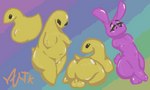 balls breasts butt female genitals male nude penis purple_body toony yellow_body trapknight peeps lagomorph leporid mammal rabbit 5:3 colored digital_drawing_(artwork) digital_media_(artwork) hi_res tagme