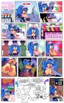 absurd_res anthro big_breasts bodily_fluids bottomwear breasts cleavage clothed clothing comic crossgender cum dialogue english_text eulipotyphlan female genital_fluids genitals hedgehog hi_res knife male male/female mammal missphase mtf_crossgender penis police pussy sega skirt sonic_the_hedgehog sonic_the_hedgehog_(series) text