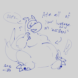 aircraft anthro bloated bodily_fluids claws drooling feederism feeding female hand_on_belly luggage machine oops saliva solo sweat vehicle wheel petramcbiteybite aero_(petramcbiteybite) aeromorph airplane_dragon living_aircraft living_machine living_vehicle 1:1 hi_res