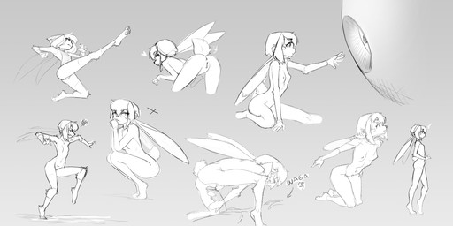 anthro anus breasts clothing crouching duo female genitals hat headgear headwear kneeling male male/female nude penis small_breasts standing vulva hush_button derby_(mrbuttonboi) lagomorph leporid mammal rabbit absurd_res hi_res monochrome sketch