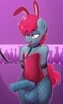 animal_genitalia animal_penis anthro balls clothing collar equine_genitalia equine_penis femboy fishnet_clothing fishnet_legwear freckles genitals hair leash legwear leotard male penis red_hair solo czu hasbro my_little_pony apple_split_(mlp) equid equine mammal absurd_res hi_res