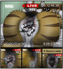 after_vore anal anal_vore anthro anus big_butt bodily_fluids bone bones_in_feces butt crying death disposal duo extreme_size_difference fart fart_cloud fatal_vore feces fur hair livestream male male/male male_penetrated micro nude open_mouth penetration pooping raised_tail scat_disposal size_difference skull smile striped_body stripes tail tears text tongue vore white_body white_fur tigerboy0916 felid mammal pantherine tiger comic digital_media_(artwork) english_text hi_res