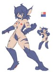 arm_fur arm_hair blue_body blue_eyes blue_fur blue_hair body_fur body_hair female flat_chested fur hair leg_fur leg_hair muscular muscular_female nipples nude orange_nipples pubes smile smug_face solo reakuthecrate felid feline half_human humanoid hybrid mammal