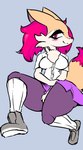 anthro blush bottomwear clothed clothing female footwear inner_ear_fluff knee_highs knee_socks legwear pupils red_eyes shoes skirt slit_pupils socks solo thick_thighs tuft stormkinght nintendo pokemon braixen generation_6_pokemon pokemon_(species)