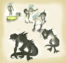 anthro bodysuit breasts clothed clothing eyewear female feral genitals goggles hair hazard_symbol horn human_to_feral long_hair nipples non-mammal_breasts nude radiation_symbol radioactive_waste skinsuit small_breasts solo species_transformation symbol tail teeth thick_tail tight_clothing torn_clothing transformation vulva supersirex fallout microsoft deathclaw human mammal scalie comic hi_res