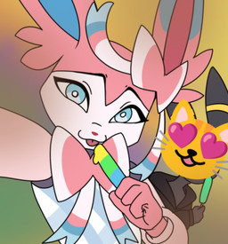 4_fingers anthro black_body black_clothing black_fur black_hoodie black_topwear blep blue_body blue_clothing blue_eyes blue_fur blue_inner_ear blue_sweater blue_sweater_vest blue_topwear blue_vest bow_(anatomy) clothing duo eating eating_food emoji fingers food fur holding_food holding_object holding_popsicle hoodie long_sleeve_shirt looking_at_viewer male markings pink_body pink_clothing pink_fur pink_inner_ear pink_shirt pink_topwear pokemorph popsicle ribbons_(anatomy) ring_(marking) selfie shirt simple_background smile standing sweater sweater_vest tongue tongue_out topwear vest white_body white_fur yellow_body yellow_fur odeko-yma nintendo pokemon lucky_(odeko-yma) pix_(odeko-yma) eeveelution generation_2_pokemon generation_6_pokemon pokemon_(species) sylveon umbreon 2025 hi_res