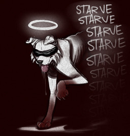 anorexia blood bodily_fluids claws dark drooling eating_disorder eunuch female feral halo religious_themes saliva seeking self_degradation solo starving static toony vent_art white_body ccruelangel angel canid canine mammal spirit hi_res