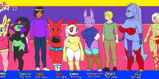 anthro big_breasts breasts buckteeth dark_body dark_skin female group herm holidays intersex male size_reference teeth thick_thighs monkeyxflash easter easter_bunny human lagomorph leporid mammal rabbit hi_res model_sheet