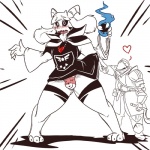 anthro black_sclera blush bottomwear bulge clothed clothing clothing_lift duo embarrassed femboy heart_symbol horn long_ears male open_mouth robe simple_background skirt skirt_lift surprise thick_thighs underwear karakylia dark_souls fromsoftware undertale undertale_(series) asriel_dreemurr_(god_form) oscar_of_astora boss_monster_(undertale) bovid caprine human mammal 1:1 digital_media_(artwork) unavailable_at_source