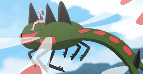 6_legs ambiguous_gender blurred_background carrying_another carrying_partner cloud duo female feral flying insect_wings landscape_background larger_ambiguous larger_feral looking_back open_mouth outside riding riding_on_head size_difference sky smaller_female smaller_human straddling wings all0412 nintendo pokemon dawn_(pokemon) arthropod generation_4_pokemon human mammal pokemon_(species) yanmega 2020 absurd_res cel_shading digital_media_(artwork) digital_painting_(artwork) hi_res painting_(artwork) shaded widescreen