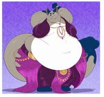 anthro belly belly_dance big_belly big_tail canid canine fox generation_8_pokemon hi_res male mammal nickit nintendo obese overweight pokemon pokemon_(species) robthehoopedchipmunk solo tail