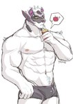 abs anthro biceps bulge clothing drinking fur juice_box male mask muscular muscular_anthro muscular_male navel pecs solo underwear white_body white_fur chuurow lifewonders tokyo_afterschool_summoners enigma_(tas) bear mammal