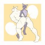 anthro ballbusting balls butt cock_and_ball_torture duo genital_torture genitals kicking_balls male male/male muscular nude pain size_difference 9x9 canid canine canis lagomorph leporid mammal rabbit wolf 1:1 hi_res