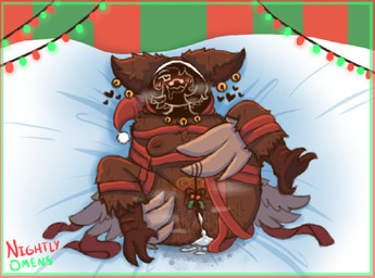 accidental_holly anthro anus aroused avian_feet bell blush bodily_fluids breasts breath brown_body brown_fur butt christmas_clothing christmas_headwear clothing cum cum_in_ass cum_in_vagina cum_inside drooling eyewear feather_hands feathers female fox_ears freckled_butt freckles fur genital_fluids glasses hair hair_over_eye hat headgear headwear heart_eyes heart_symbol holidays holly_(plant) hood lying musk on_back orgasm plant presenting pubes ribbons saliva santa_hat short_hair small_breasts solo string_lights sweat wet wings womb_tattoo nightlyomens christmas dhuna_(nightlyomens) avian bird canid canine fox humanoid hybrid mammal