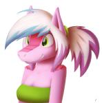 anthro breasts cleavage clothed clothing female fur hair pink_body pink_fur smile solo topwear tube_top white_hair tg-0 satch armadillo mammal pink_fairy_armadillo xenarthran 2014