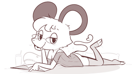anthro arm_support arms_bent bed bedroom_eyes big_ears blep book bottomless butt closed_smile clothed clothed_anthro clothed_female clothing eyewear feet female female_anthro fingers flat_chested furniture glasses head_tuft heart_tail leaning_on_elbow legwear looking_at_viewer lying mouth_closed narrowed_eyes on_front oversized_clothing oversized_shirt oversized_topwear plushie round_glasses seductive shirt smile smiling_at_viewer snout solo tail thigh_highs toeless_thigh_highs tongue tongue_out topwear tuft wearing_glasses theartmanor ikea pandemonium_wizard_village blahaj molte mammal mouse murid murine rodent 2025 digital_drawing_(artwork) digital_media_(artwork) full-length_portrait portrait