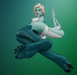 5_toes anthro black_toe_claws blonde_hair breasts butt claws feet female foot_fetish foot_focus genitals green_eyes hair humanoid_feet nipples nude plantigrade soles solo tail teal_body toe_claws toes vulva imnotafurry4321 da.nilkaz_(modeler) amphibian 3d_(artwork) blender_(artwork) digital_media_(artwork)