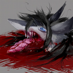 anthro blood bodily_fluids execution gore horror_(theme) killing male male/male snuff solo sergal 1:1 hi_res