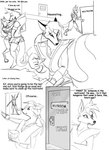 alyn_gryphon anthro black_and_white canid canine canis comic domestic_dog english_text female fox kangaroo macropod male mammal marsupial monochrome text