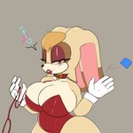 anthro big_breasts breasts cleavage clothed clothing collar condom female huge_breasts leash mature_anthro mature_female sexual_barrier_device solo submissive submissive_female berkthejerk sega sonic_the_hedgehog_(series) vanilla_the_rabbit lagomorph leporid mammal rabbit 1:1 hi_res