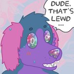 anthro blush blush_lines flustered humor iridescent iridescent_eyes iridescent_nose male solo sparklefur sparkles sparkling_eyes sparkling_nose naughty_nona shedo_(naughty_nona) canid canine mammal 1:1 colorful_theme meme