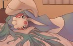 bed big_hands blue_body blue_hair closed_smile female feral fingers flat_chested furniture hair inside lamp long_hair looking_at_viewer lying mouth_closed multicolored_body on_bed on_side pink_nose shadow smile solo white_body mossero_seru nintendo pokemon generation_7_pokemon pokemon_(species) primarina digital_media_(artwork) portrait shaded soft_shading three-quarter_portrait