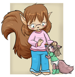 anthro blush clothed clothing diaper duo eyewear female glasses neonate pacifier wearing_diaper young young_anthro young_female babystar gemma_polson marina_neira_(character) mammal rodent sciurid tree_squirrel hi_res