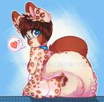 anthro biped butt collar felid girly heart_symbol honesty_(artist) looking_at_viewer male mammal nude sitting slightly_chubby solo