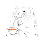 beverage blush container cup drinking feral long_tongue solo tea tea_cup tongue ichigodawashi domestic_ferret mammal mustelid musteline true_musteline weasel sketch