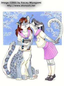 2005 <3 anthro canine chakat couple duo feline female female/female kacey kissing leopard mammal sakura school_uniform snow_leopard taur wolf young
Rating: Safe
Score: 7
User: stranger_furry
Date: June 17, 2012 2005 <3 anthro canine chakat couple duo feline female female/female kacey kissing leopard mammal sakura school_uniform snow_leopard taur wolf young
Rating: Safe
Score: 7
User: stranger_furry
Date: June 17, 2012