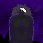 1:1 1_eye anthro big_breasts big_pupils black_body breasts bw112v female hair hi_res humanoid long_hair mammal porcupine pupils purple_eyes rodent selecta solo