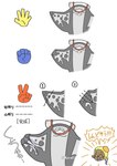 blush clothing grey_body hat headgear headwear humor male rock_paper_scissors speckled_body text xprjo nintendo splatoon big_man_(splatoon) frye_(splatoon) fish manta_ray marine ray_(fish) stingray comic hi_res japanese_text