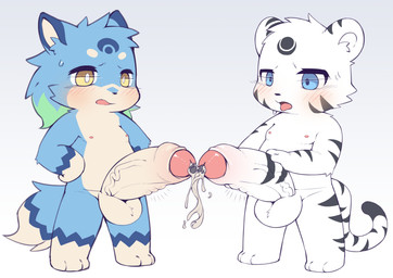 anal_beads anal_beads_in_urethra anthro balls big_balls big_penis blue_body blue_fur blush bodily_fluids cheek_tuft comparing comparing_penis cum duo ejaculation erection facial_tuft foreskin fur genital_fluids genitals hair holding_penis huge_penis humanoid_genitalia humanoid_penis hyper inner_ear_fluff long_hair long_penis looking_pleasured male male/male masturbation mutual_masturbation nipples nude orgasm orgasm_face partially_retracted_foreskin penetration penis sex_toy sex_toy_in_urethra sex_toy_insertion shota small_but_hung standing sweat thick_penis tongue tongue_out tuft urethral urethral_bulge urethral_penetration vein veiny_penis white_body white_fur young young_anthro young_male young_on_young lio29227541 canid canine felid fox mammal pantherine tiger absurd_res hi_res