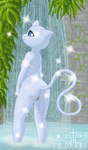 anthro bathing blue_body blue_eyes butt female forest genitals glistening glistening_body jungle plant pussy rear_view shower showering smile solo standing tail tree waterfall wet wet_body silavos nintendo pokemon generation_1_pokemon legendary_pokemon mammal mew_(pokemon) pokemon_(species) shiny_pokemon hi_res watermark