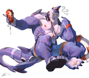 anthro barazoku bottomwear clothing digit_ring feet fin jewelry male muscular muscular_anthro muscular_male nipples question_mark ring shorts simple_background solo tail teeth toe_ring toes white_background icecreamtiger aquatic fish shark hi_res
