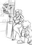 amusement_ride anthro bottomwear building clothing curvy_figure cutoffs daisy_dukes denim denim_bottomwear denim_clothing duo female ferris_wheel hotpants kerchief male sculpture shorts state_fair statue texas texas_flag thick_thighs us_state_flag iideek big_tex bovid bovine caprine cattle goat mammal sheep absurd_res hi_res monochrome unfinished