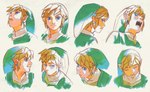 blue_eyes bodily_fluids clothed clothing drooling eyebrows green_clothing hair humanoid_pointy_ears male not_furry open_mouth saliva sleeping solo uzucake nintendo skyward_sword the_legend_of_zelda link humanoid hylian