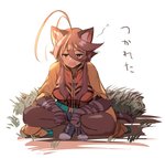 bottomwear breasts brown_hair clothing crouching female footwear grass hair hoodie open_mouth plant shoes shorts solo topwear nekoarashi yagatake_arashi animal_humanoid cat_humanoid felid felid_humanoid feline feline_humanoid humanoid mammal mammal_humanoid 2019