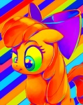 accessory blue_eyes bow_(feature) bow_accessory bow_ribbon female hair hair_accessory hair_bow hair_ribbon orange_hair ribbons saturated solo gsphere friendship_is_magic hasbro my_little_pony apple_bloom_(mlp) earth_pony equid equine horse mammal pony 2013