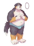 anthro belly belly_overhang clothed clothing fur gesture index_to_index male moobs multicolored_body multicolored_fur nipples obese overweight overweight_anthro overweight_male shy simple_background solo standing three-quarter_view underwear underwear_only chuchowriggle dom_(chuchowriggle) bernese_mountain_dog canid canine canis domestic_dog mammal molosser mountain_dog swiss_mountain_dog 2021 3:4 absurd_res digital_media_(artwork) full-length_portrait hi_res portrait