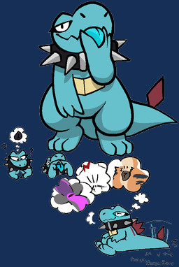ambiguous_gender animal_genitalia animal_vulva anthro anus blush canine_genitalia canine_vulva cloaca collar cunnilingus_gesture female genitals gesture sitting solo spiked_collar spikes suggestive suggestive_gesture tail_thumping thinking_about_pussy thought_bubble thumping vulva trout_(artist) nintendo pokemon tototrout generation_1_pokemon generation_2_pokemon generation_3_pokemon generation_7_pokemon growlithe pokemon_(species) salazzle totodile zangoose alpha_channel male_(lore)